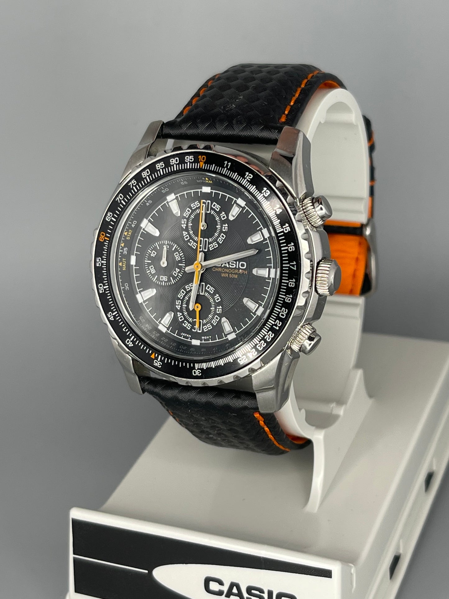 Casio MTP-4500 with upgraded orange strap