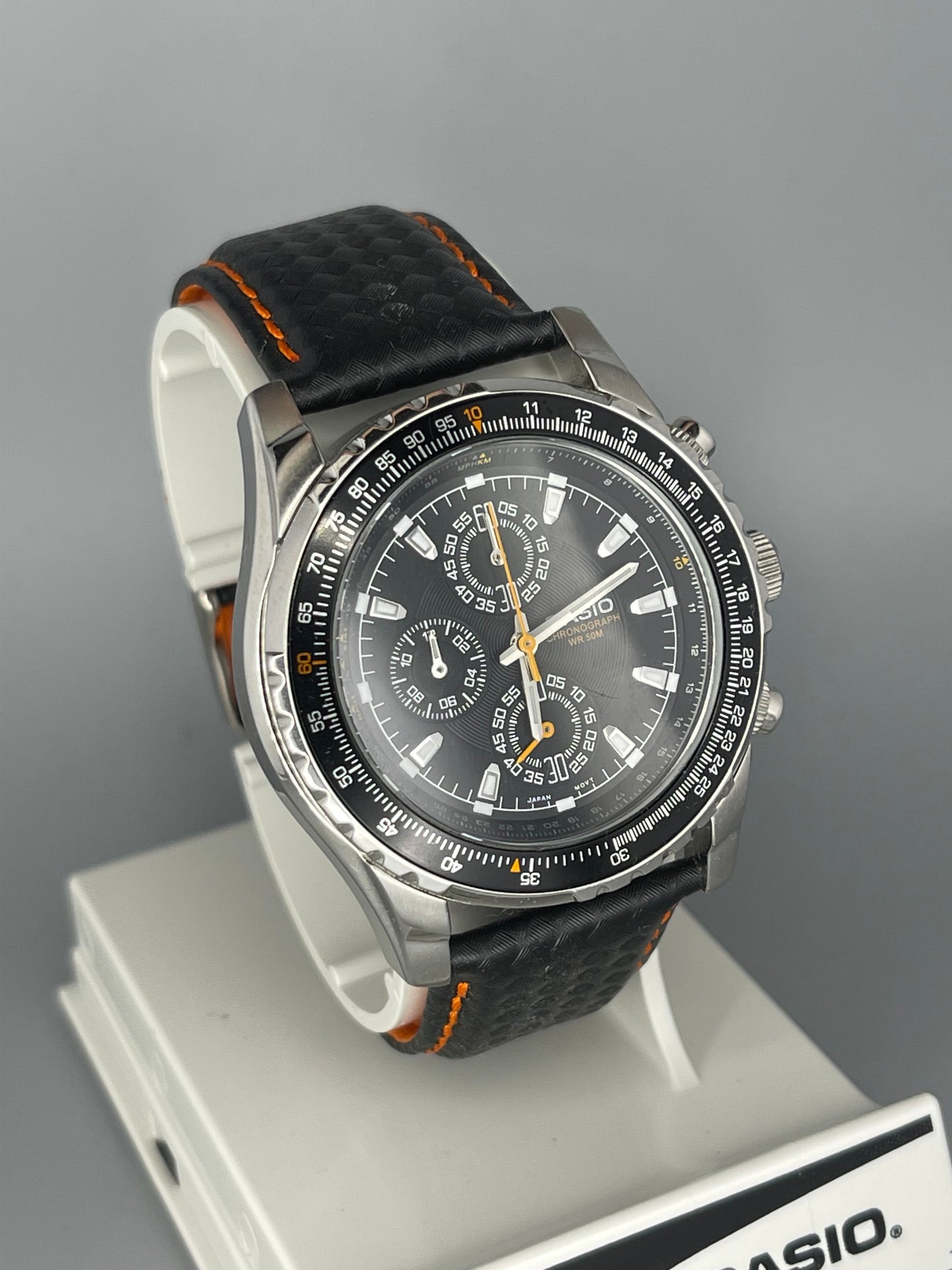 Casio MTP-4500 with upgraded orange strap